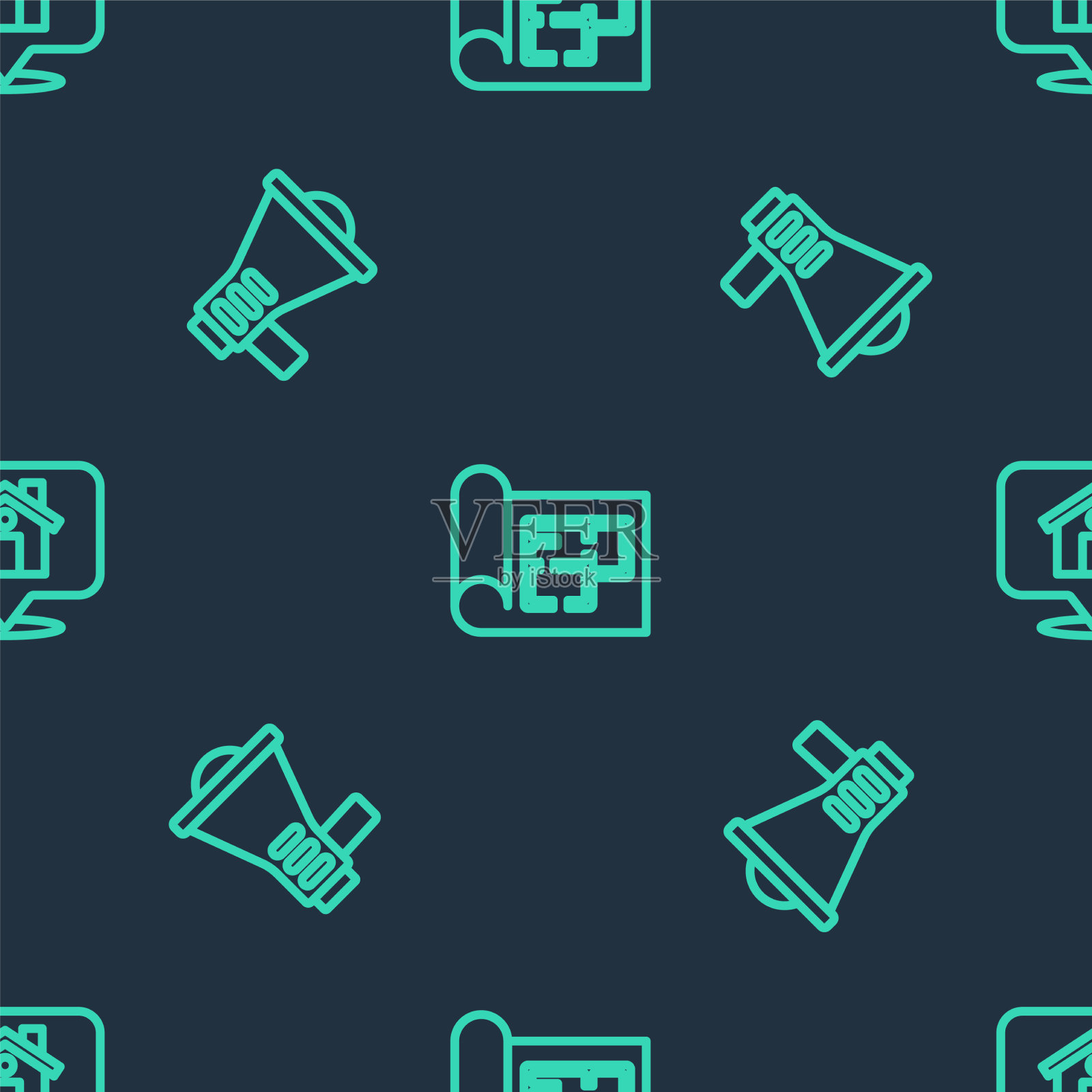 设线房计划扩音器和位置图标素材