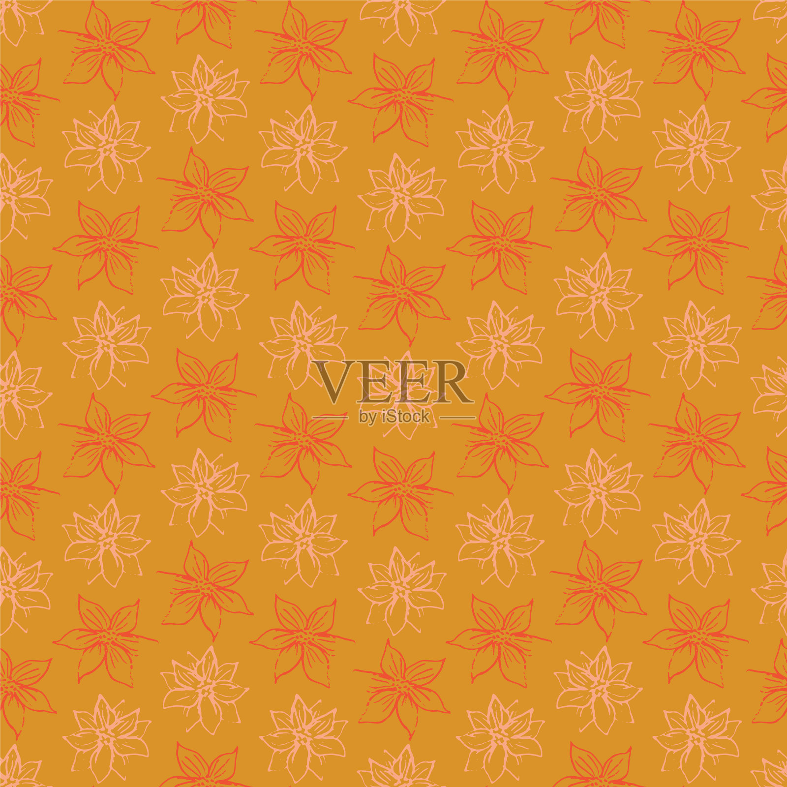 波浪花行无缝图案插画图片素材