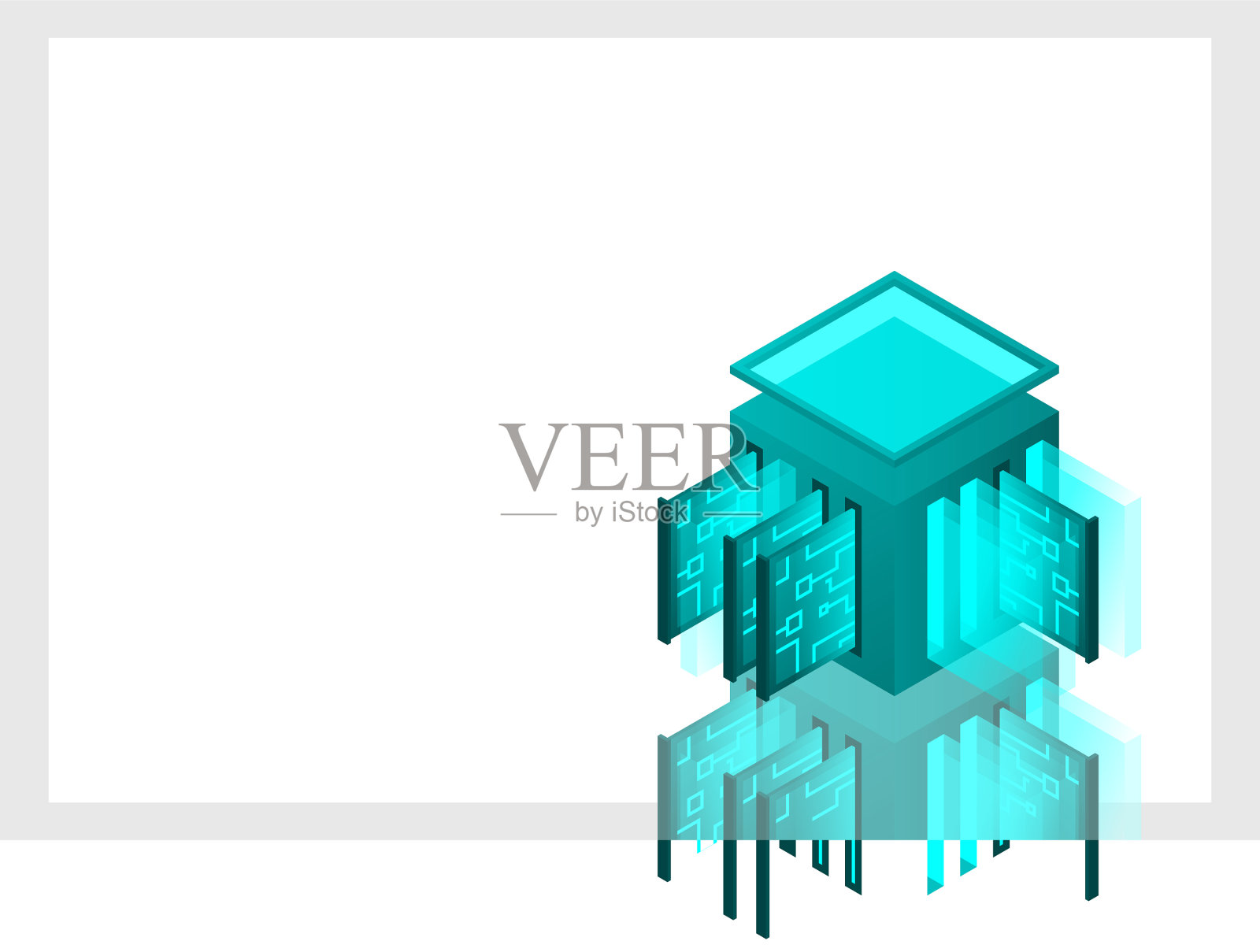 数据中心等距图标数据库和云插画图片素材