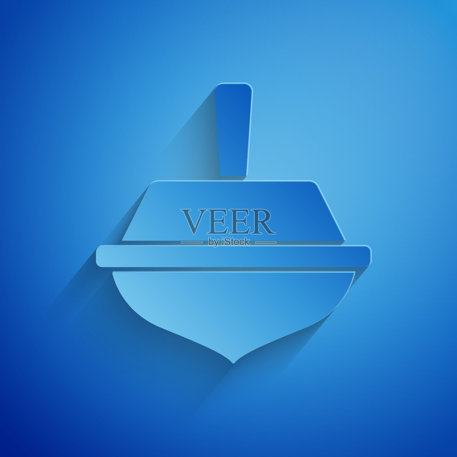 剪纸光明节dreidel图标孤立在蓝色插画图片素材