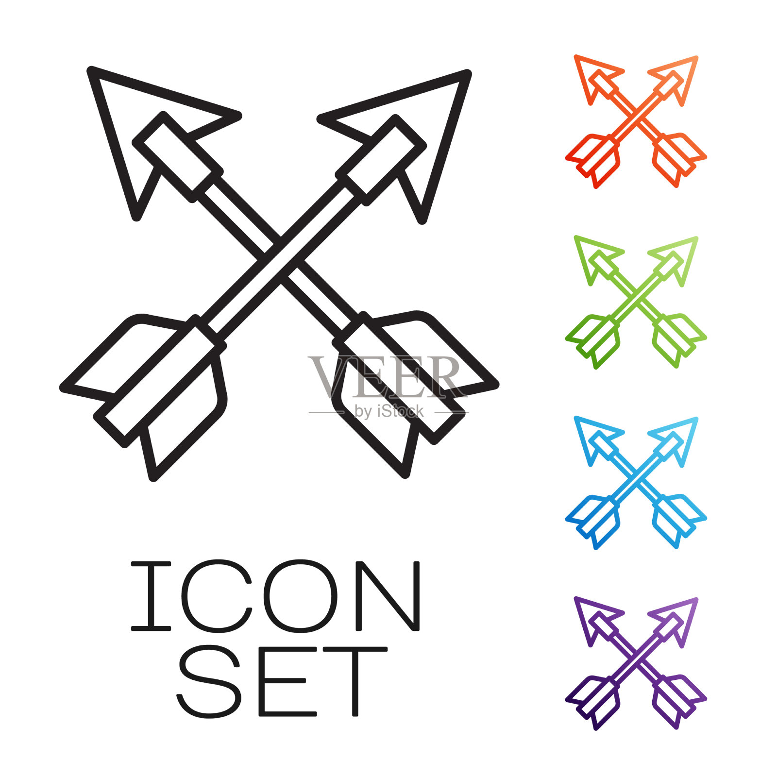 黑色线交叉箭头图标孤立在白色图标素材