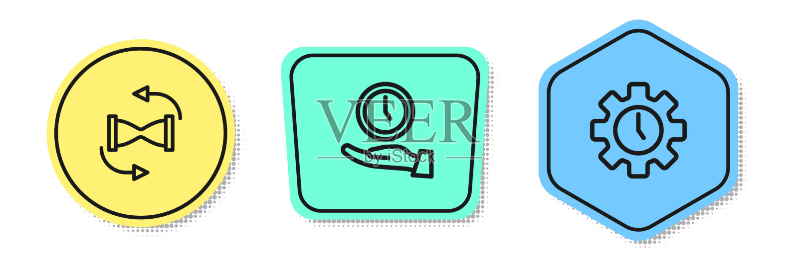 用沙钟和时间定线旧沙漏图标素材