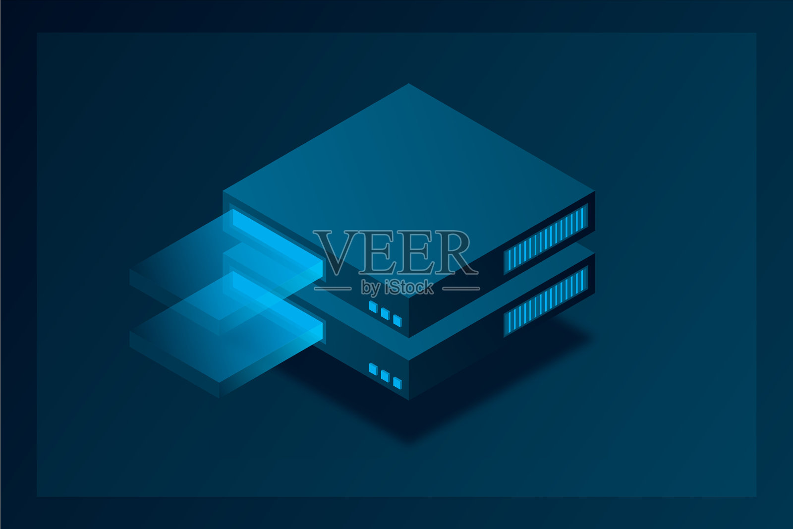 等距服务器数字空间数据存储数据插画图片素材