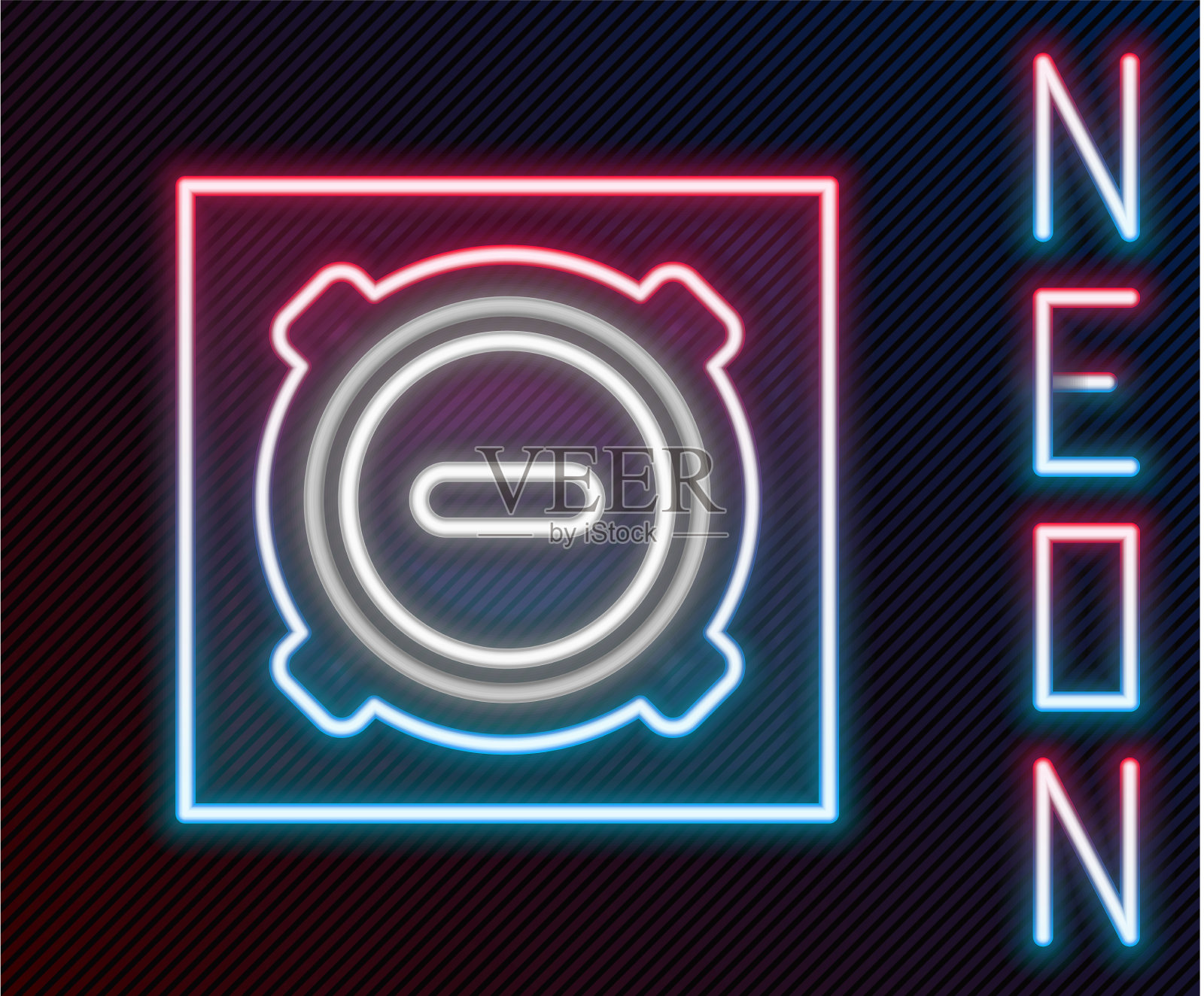 发光的霓虹灯线下水道井盖图标插画图片素材