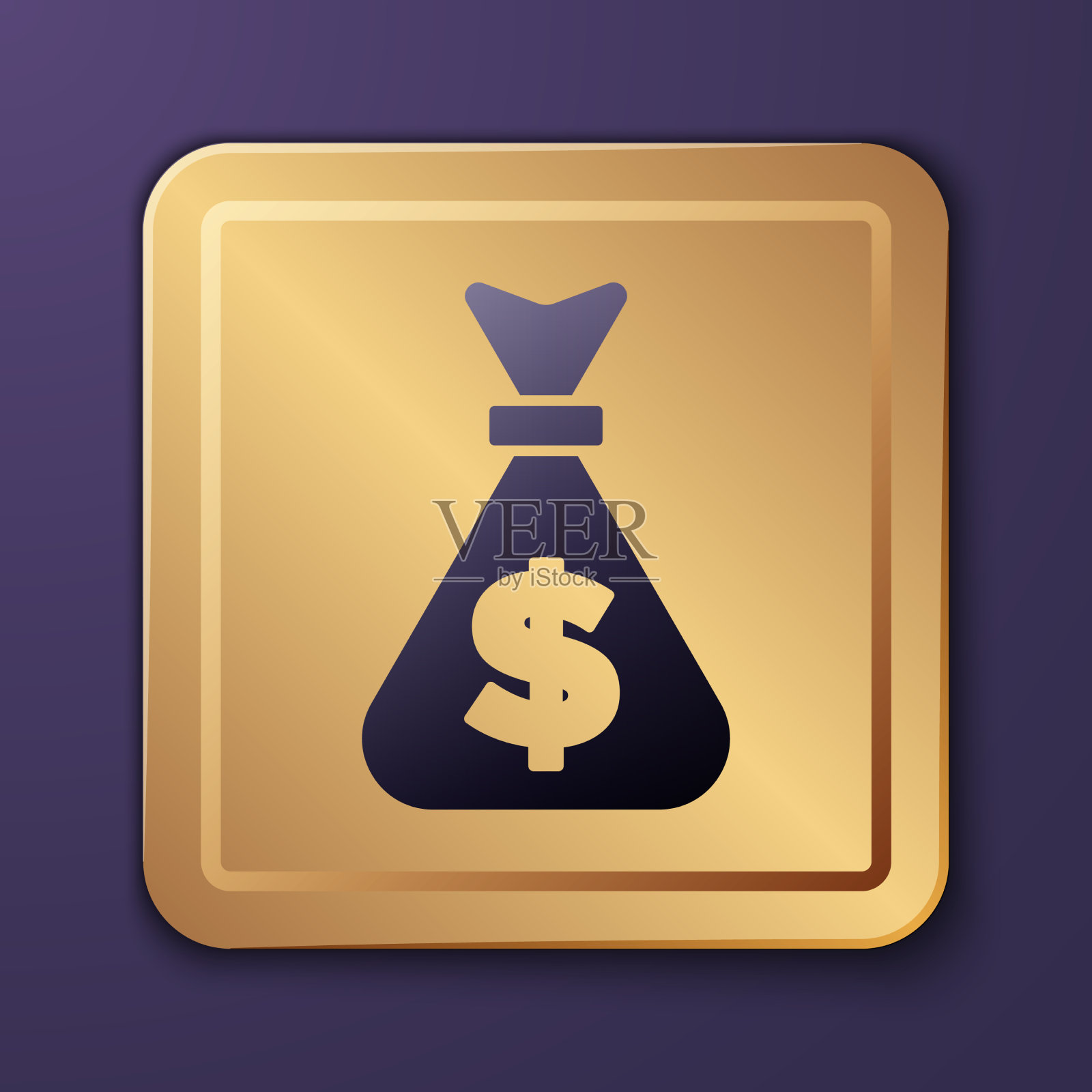 紫色钱袋图标孤立在紫色上图标素材