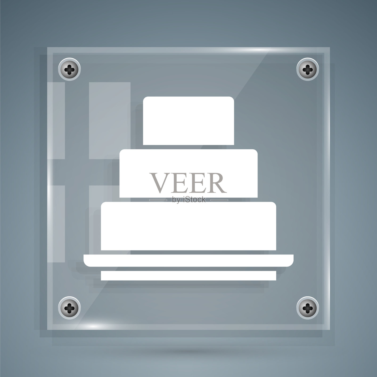 白色蛋糕图标孤立在灰色背景上开心图标素材