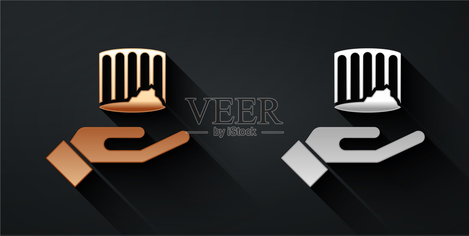 金、银古柱图标孤立上图标素材