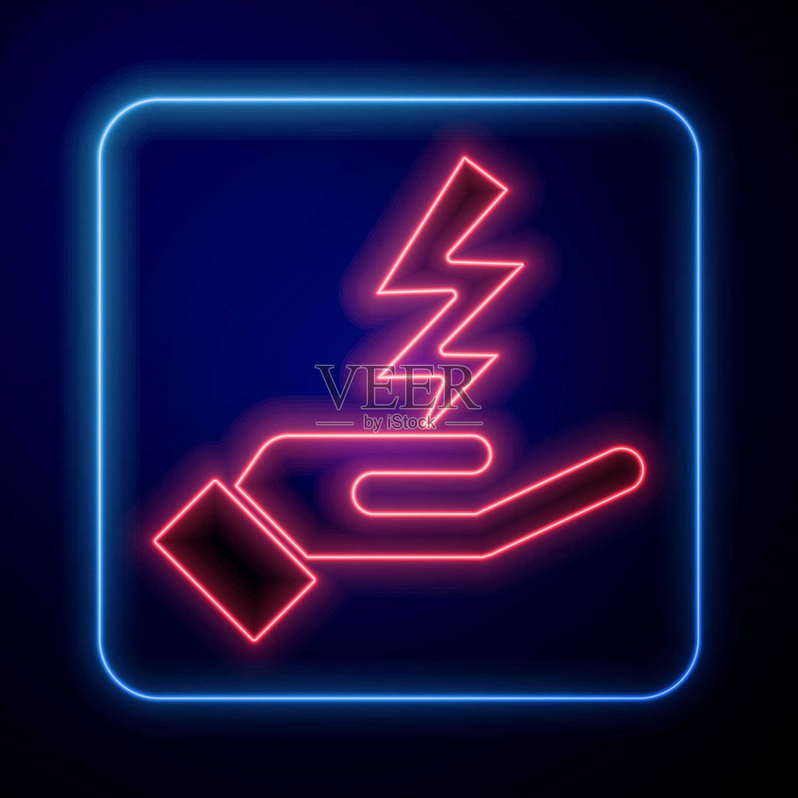 发光的霓虹宙斯图标孤立在黑色插画图片素材