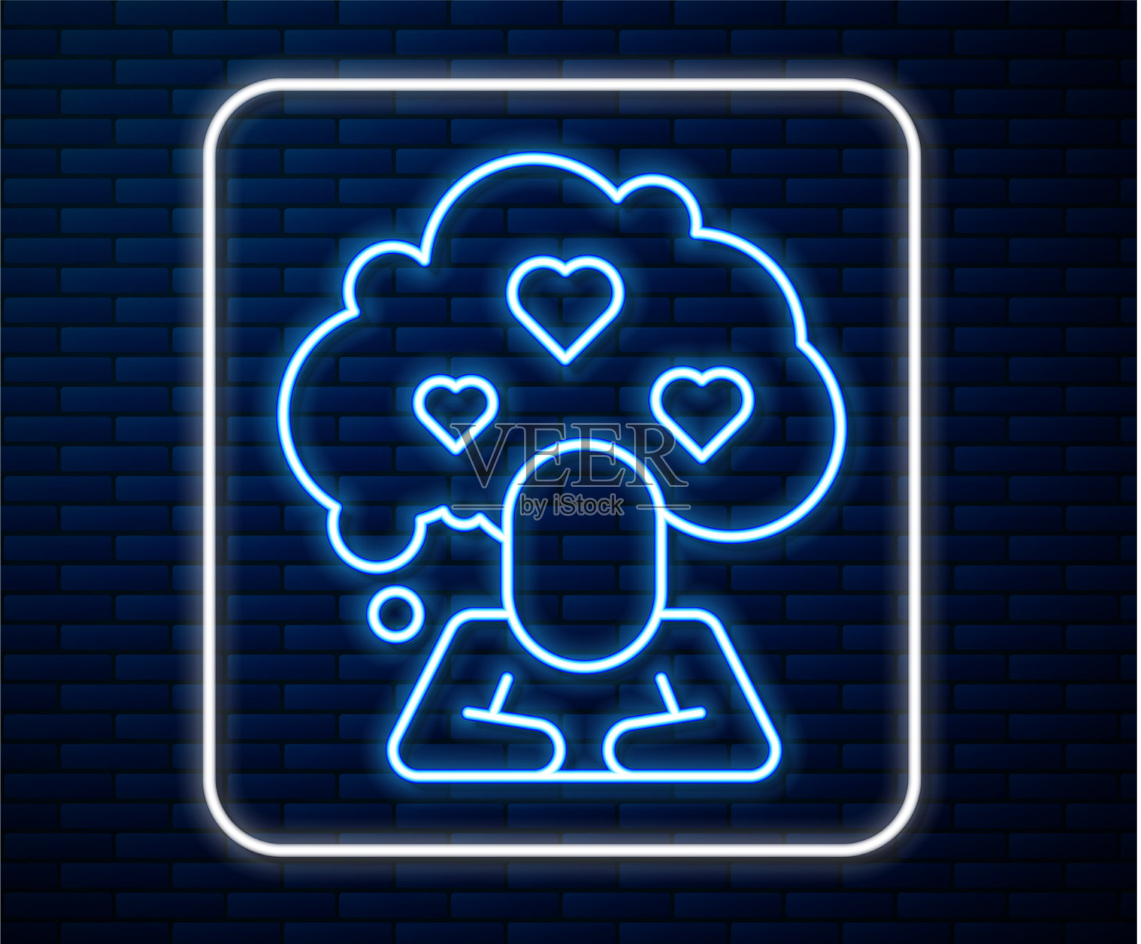 发光的霓虹线破碎的心或离婚的图标插画图片素材