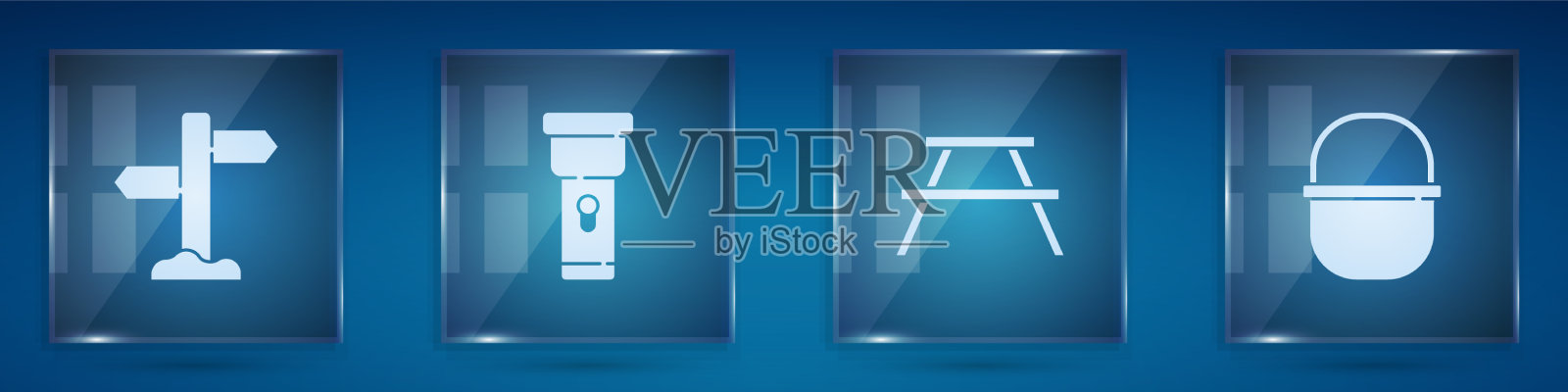 设置道路交通路标手电筒野餐图标素材