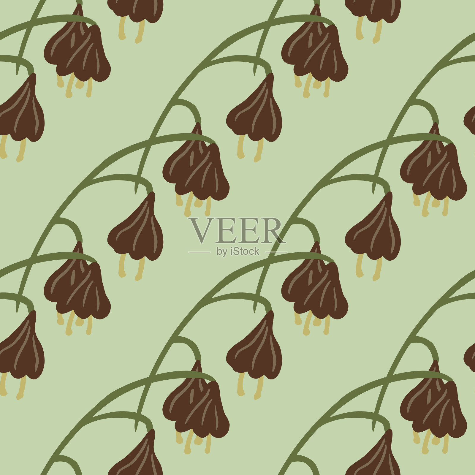 秋色与自然植物无缝搭配插画图片素材