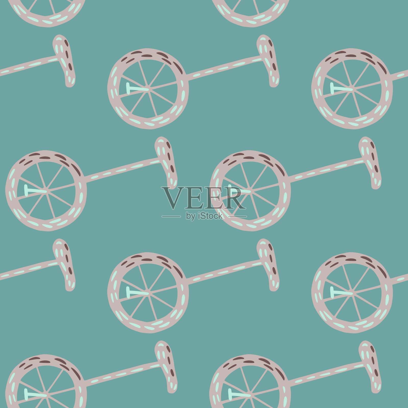 灰色马戏团自行车装饰无缝涂鸦插画图片素材