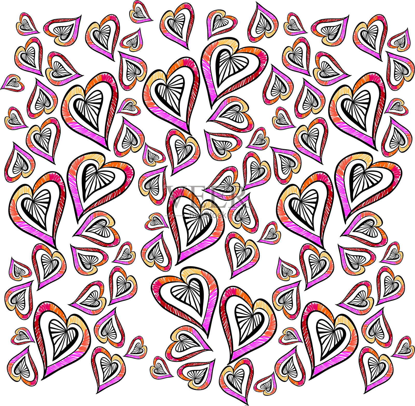 素描浪漫形状心形象征爱情符号插画图片素材