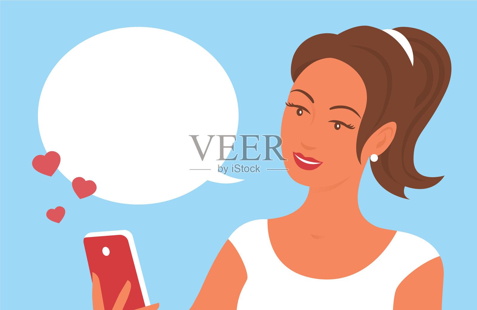 漂亮的年轻女子通过电话交流插画图片素材