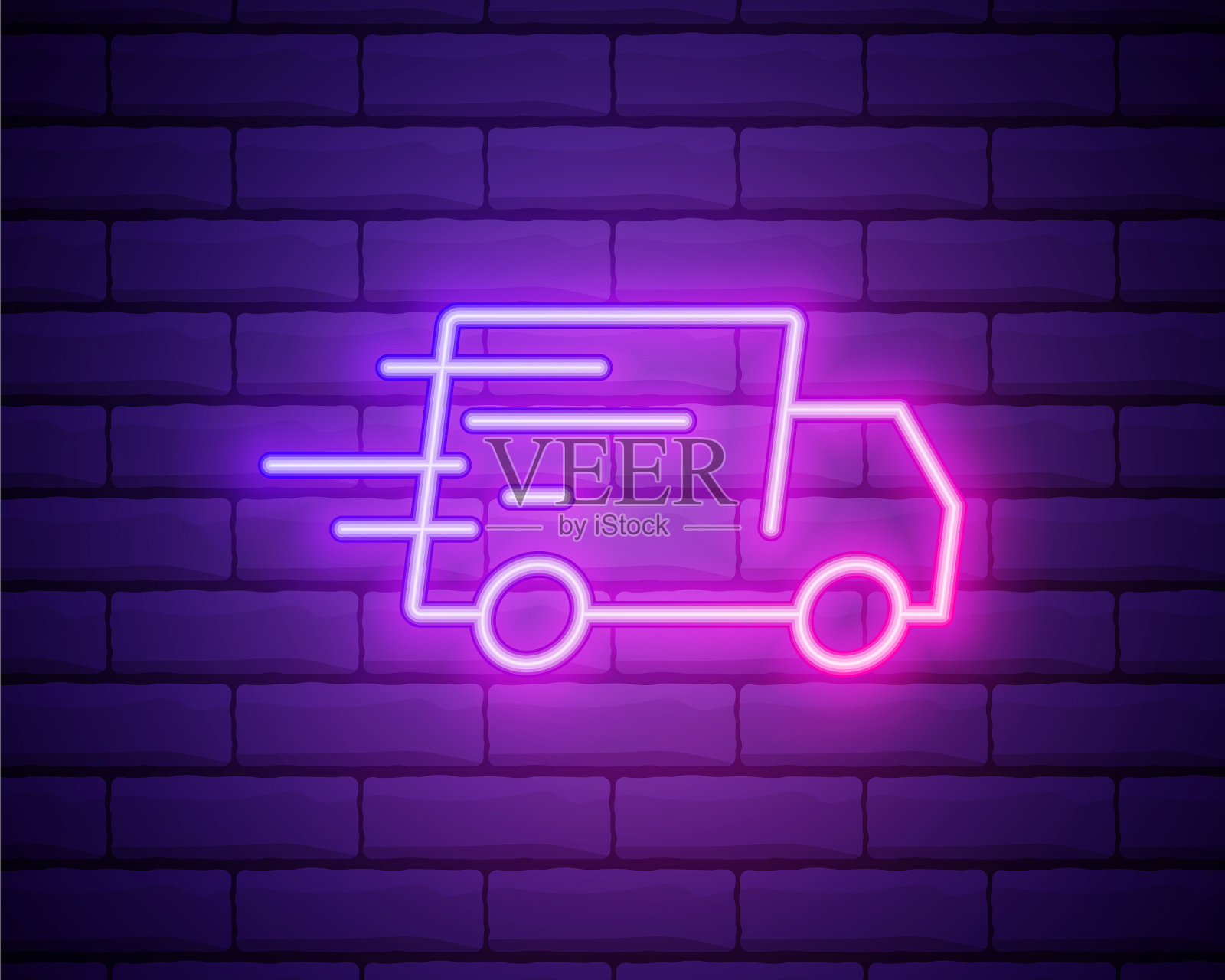 免费送货霓虹图标元素网络星期一插画图片素材