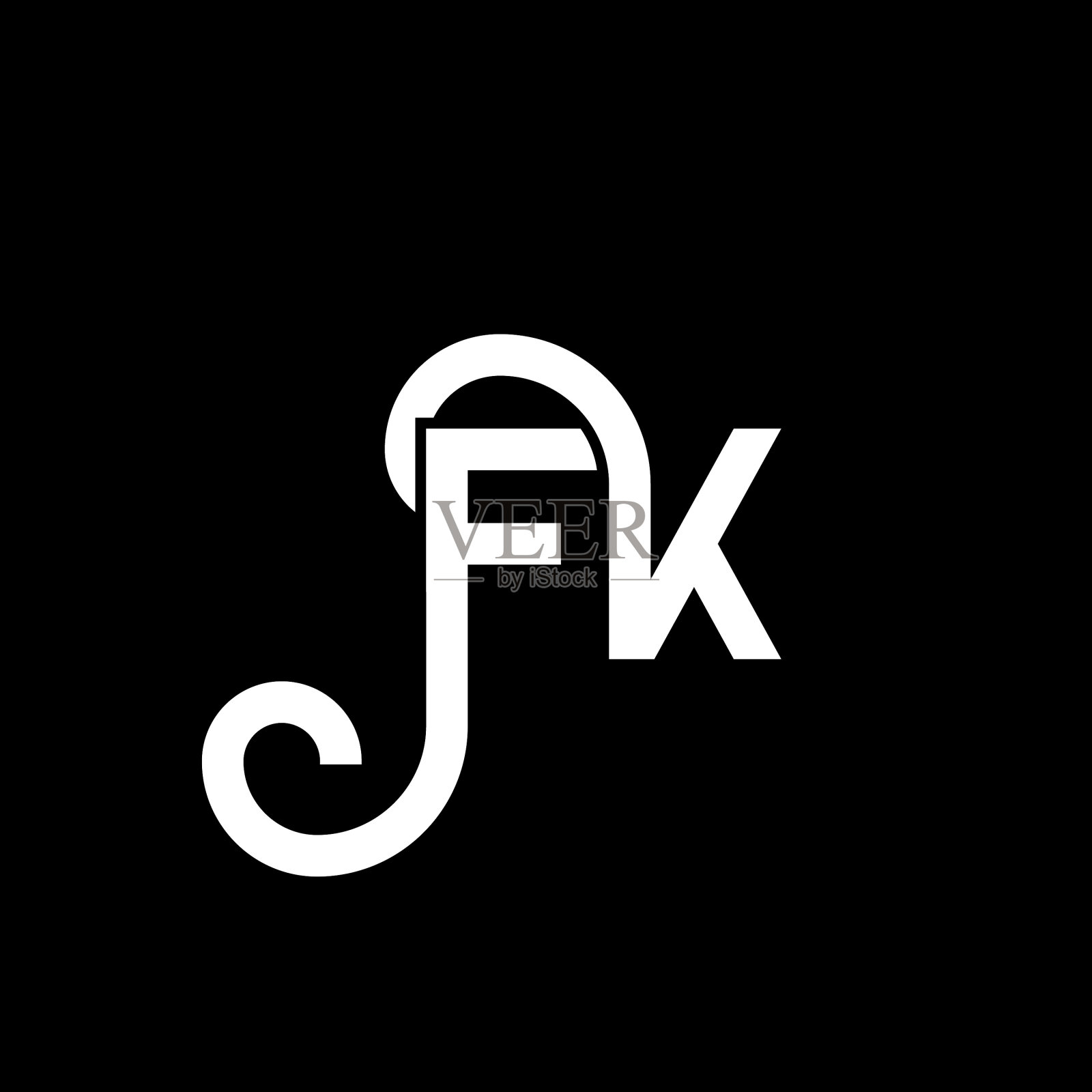 Fk字母标志设计以Fk黑色为背景插画图片素材
