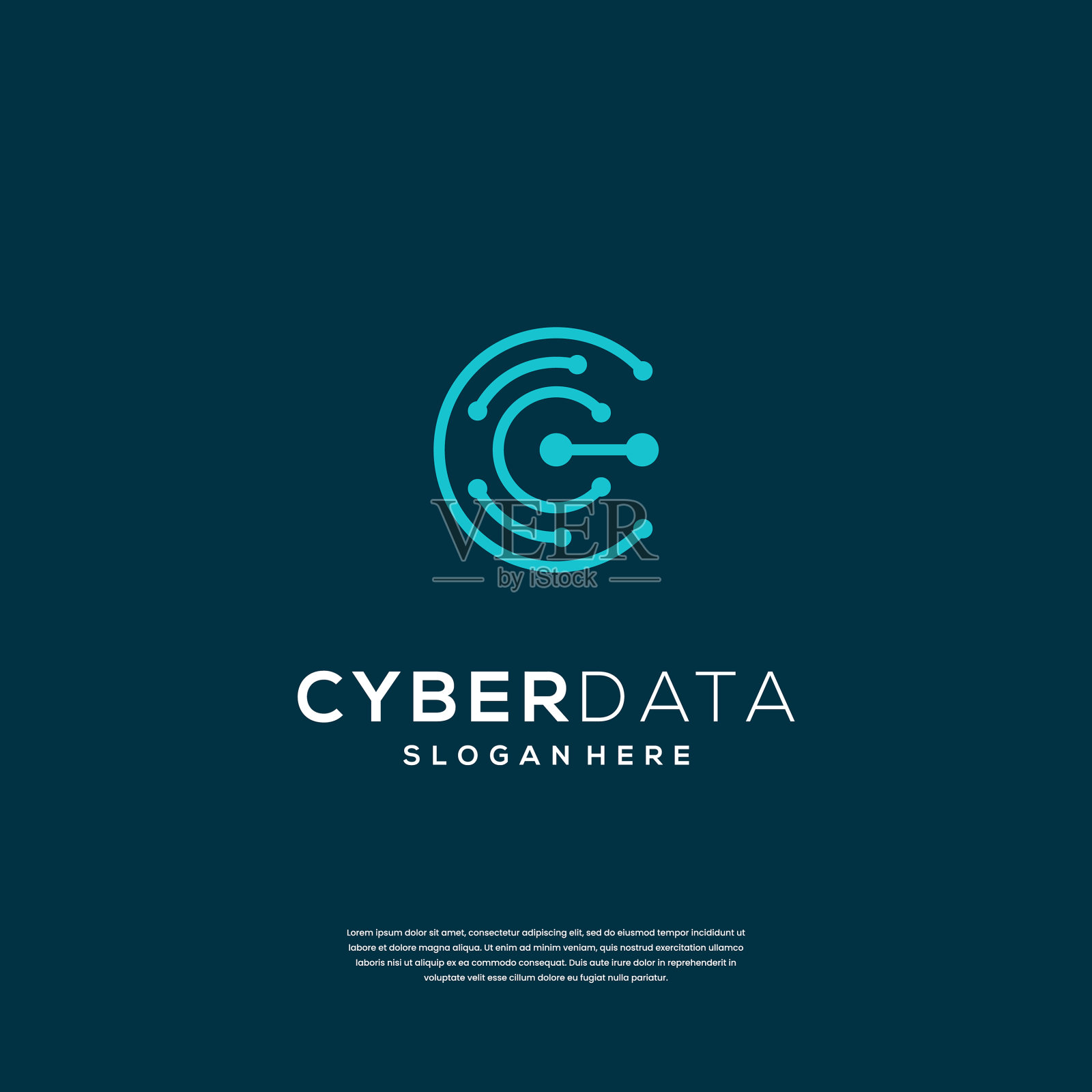 首字母c标志与线路电路标志插画图片素材