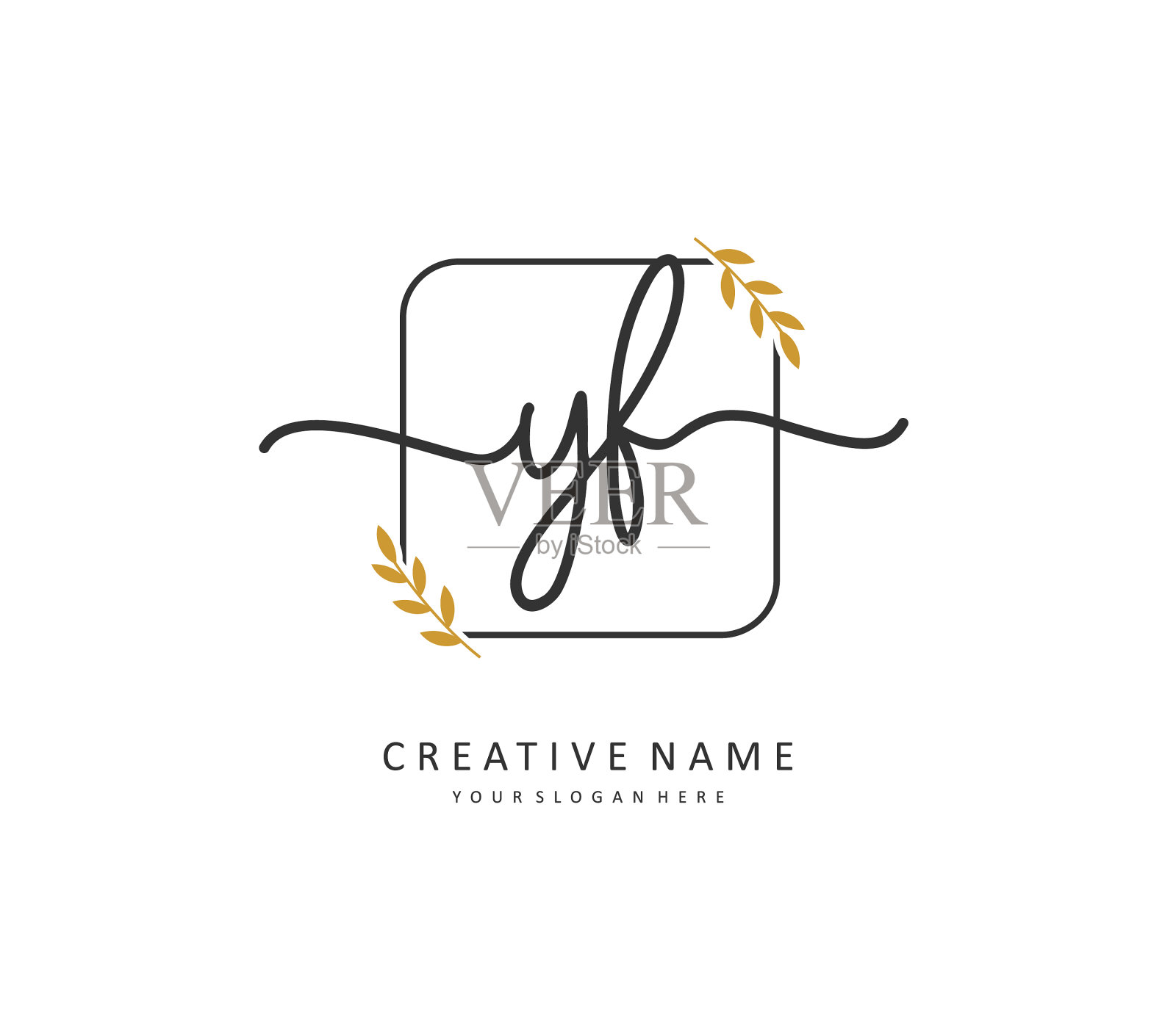 Yf首字母手写和签名标志插画图片素材