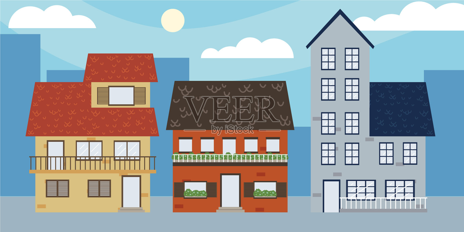 城市建筑房子插画图片素材