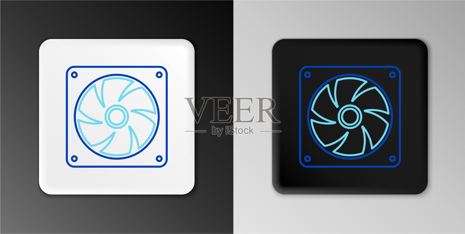 线计算机冷却器图标孤立在灰色插画图片素材