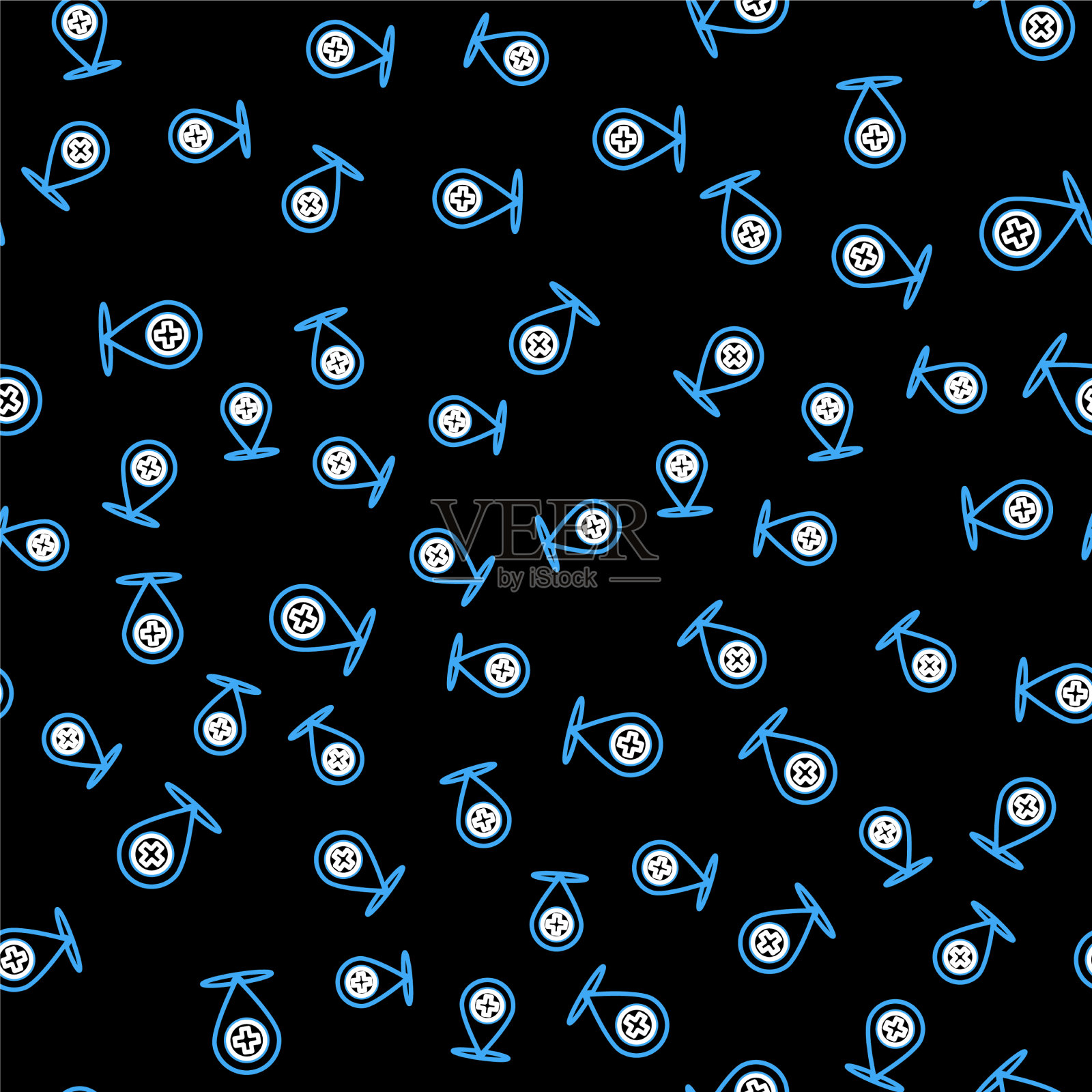 带十字医院图标的医用地图指针插画图片素材