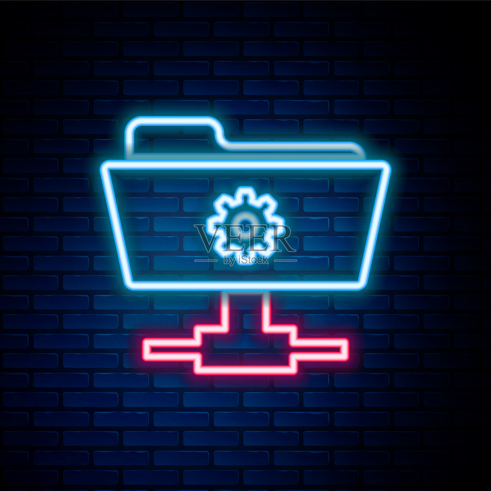 发光的霓虹灯行FTP设置文件夹图标图标素材