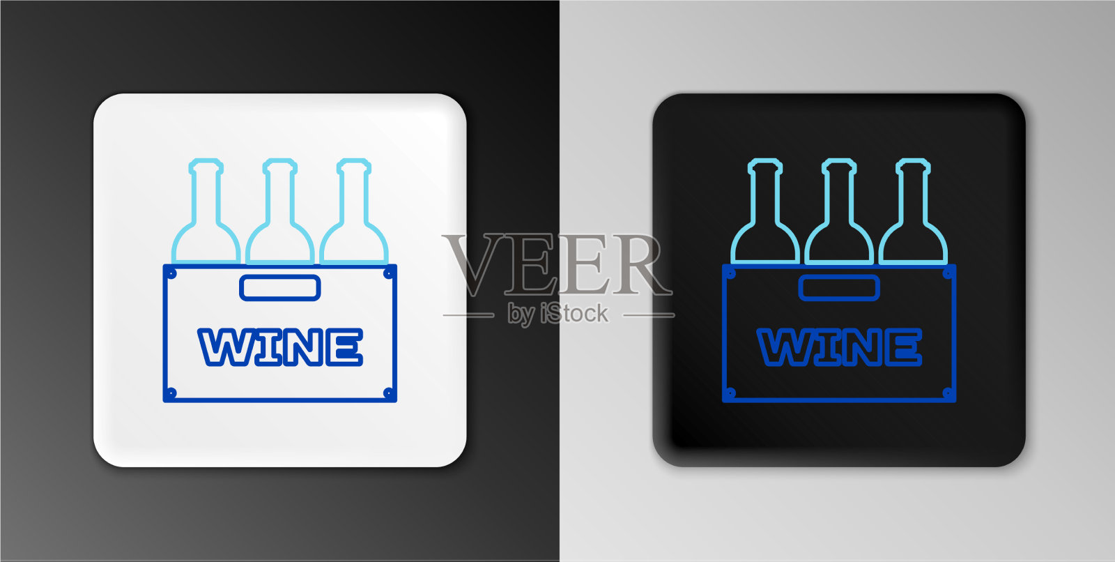 酒瓶在一个木盒图标隔离图标素材