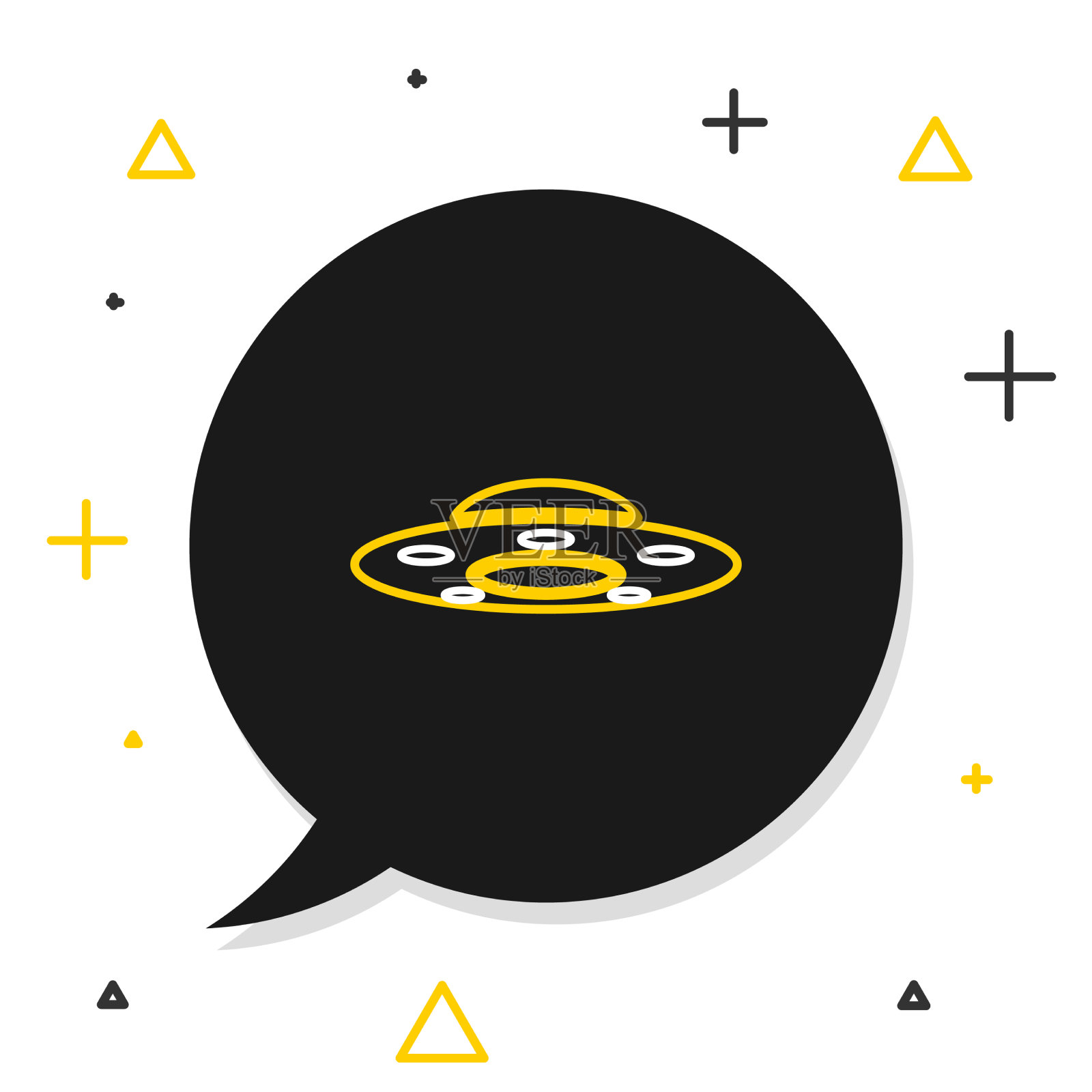 线不明飞行物飞行飞船图标孤立在白色插画图片素材