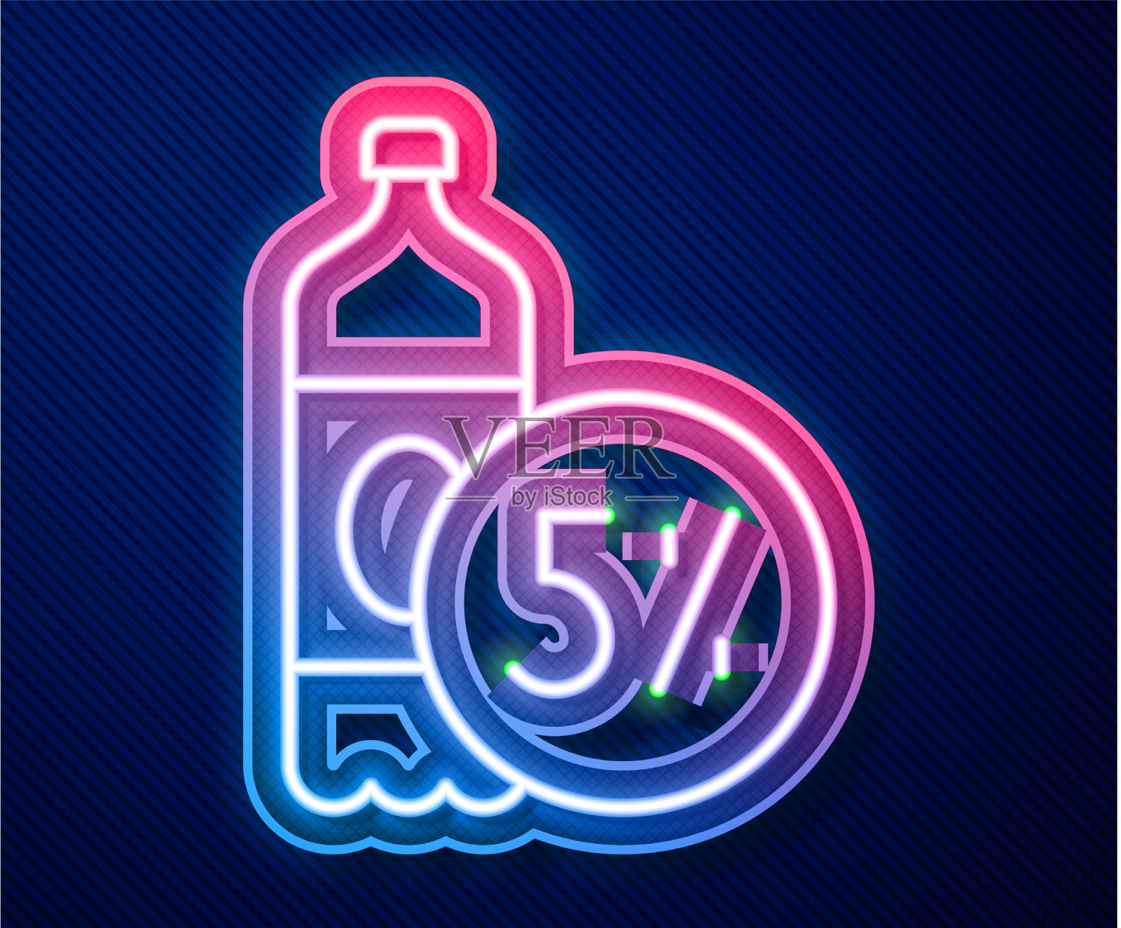 发光的霓虹灯线啤酒瓶图标孤立插画图片素材