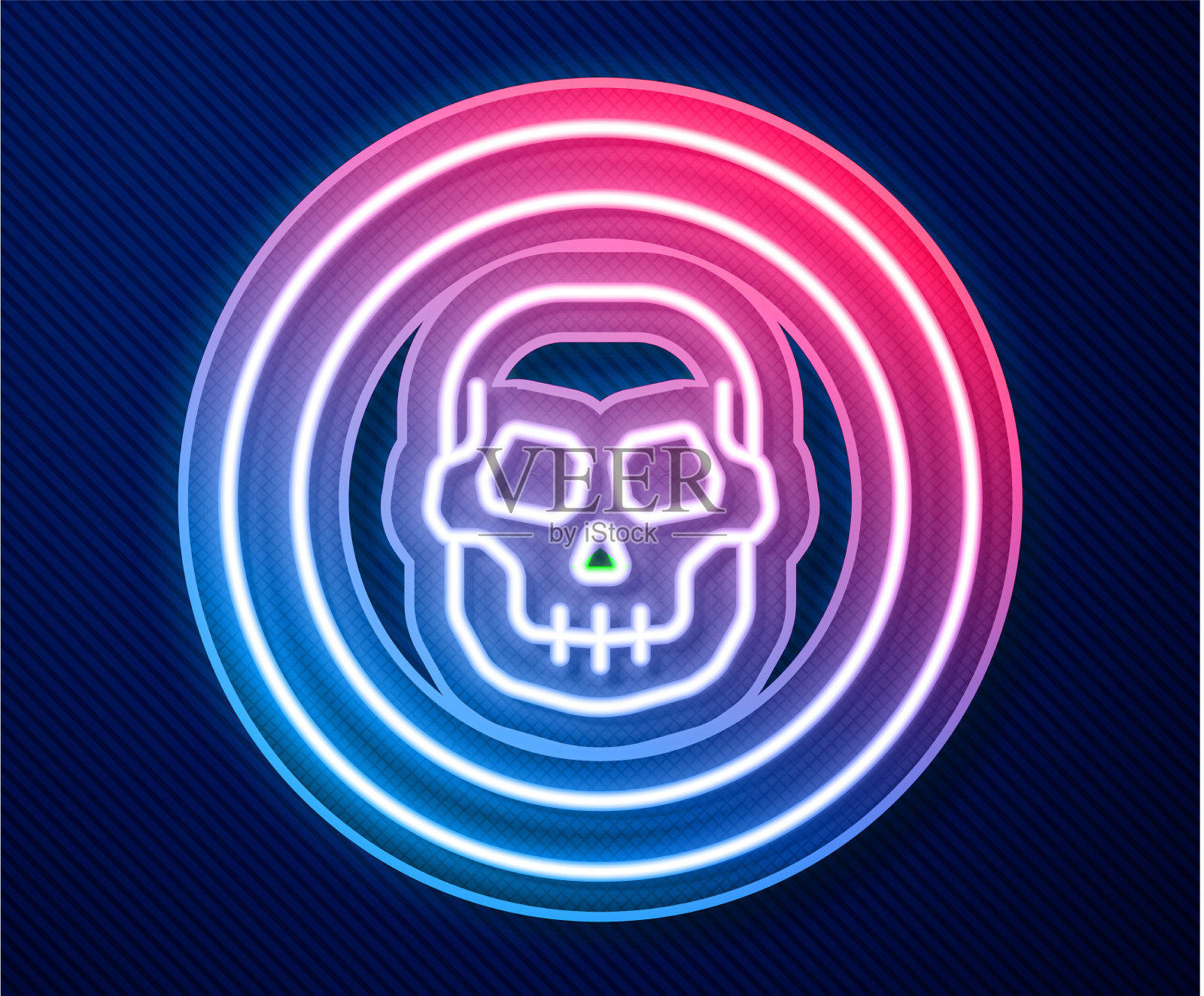 发光的霓虹线墨西哥颅骨硬币图标孤立插画图片素材