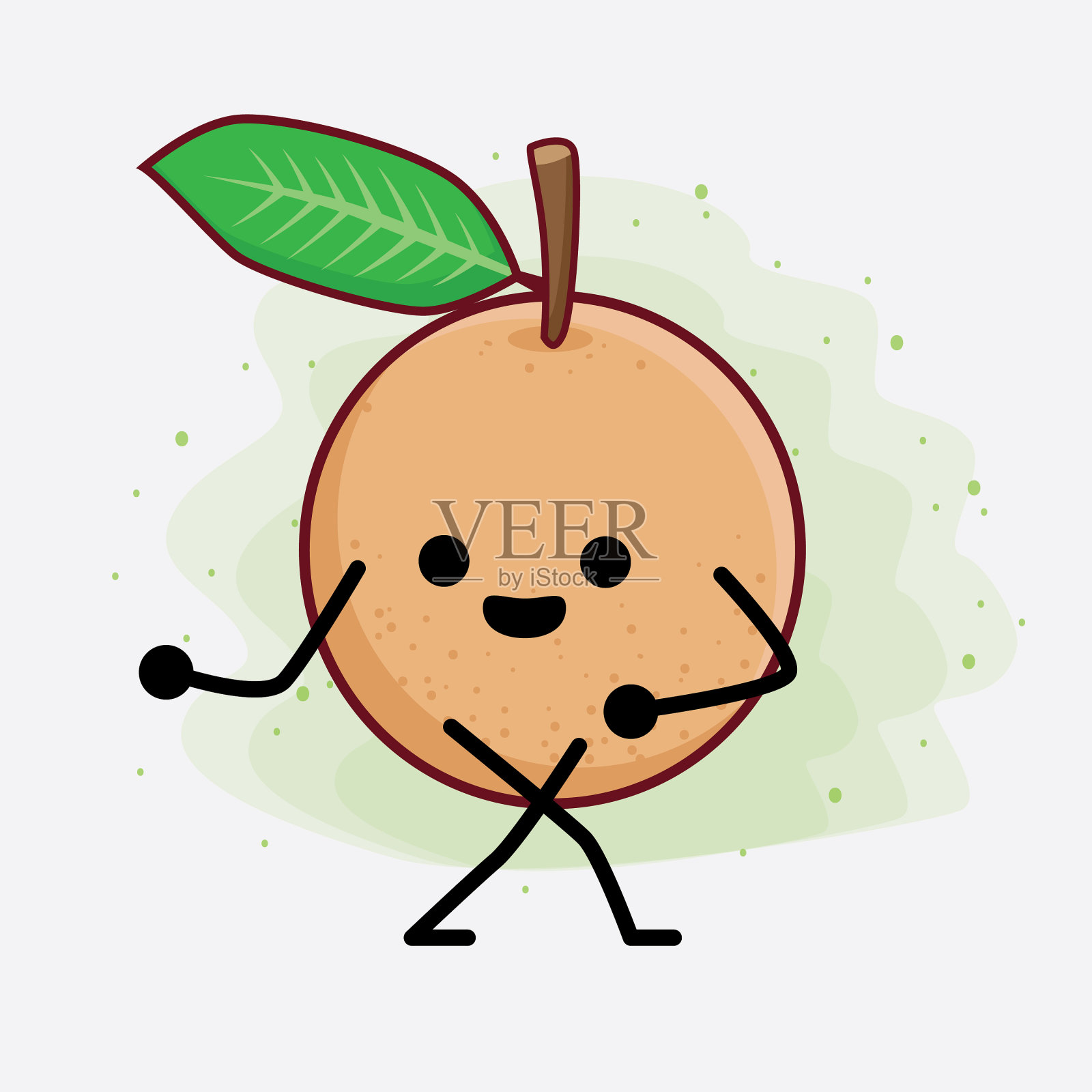 龙眼水果可爱的性格与简单的脸插画图片素材