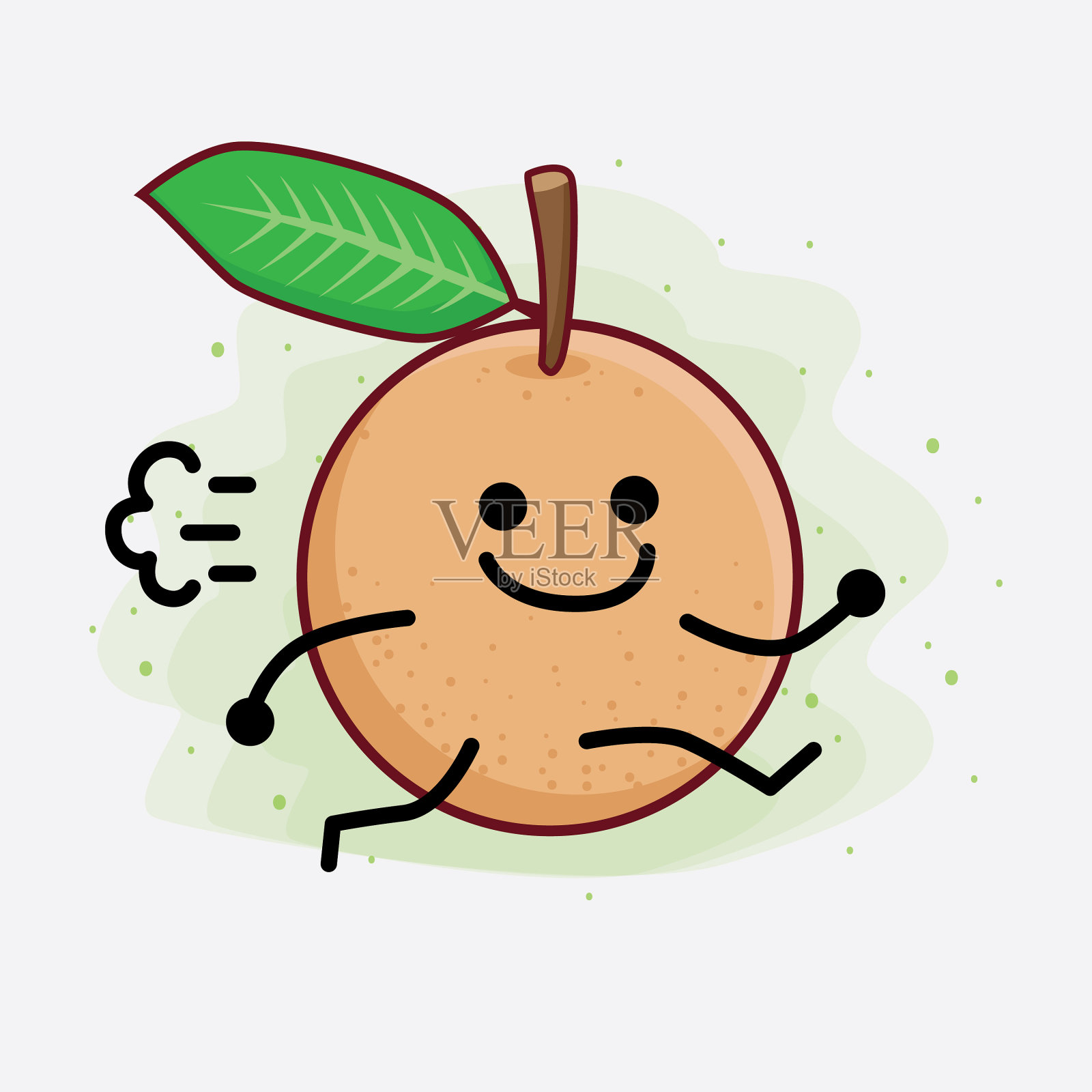 龙眼水果可爱的性格与简单的脸插画图片素材