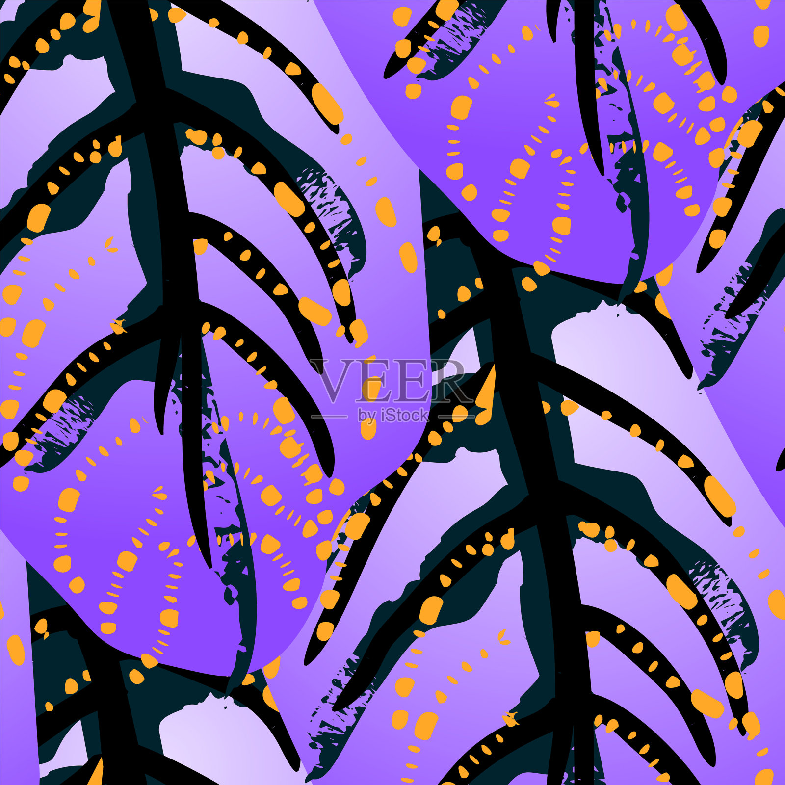 热带树叶现代主题丛林印花树叶插画图片素材