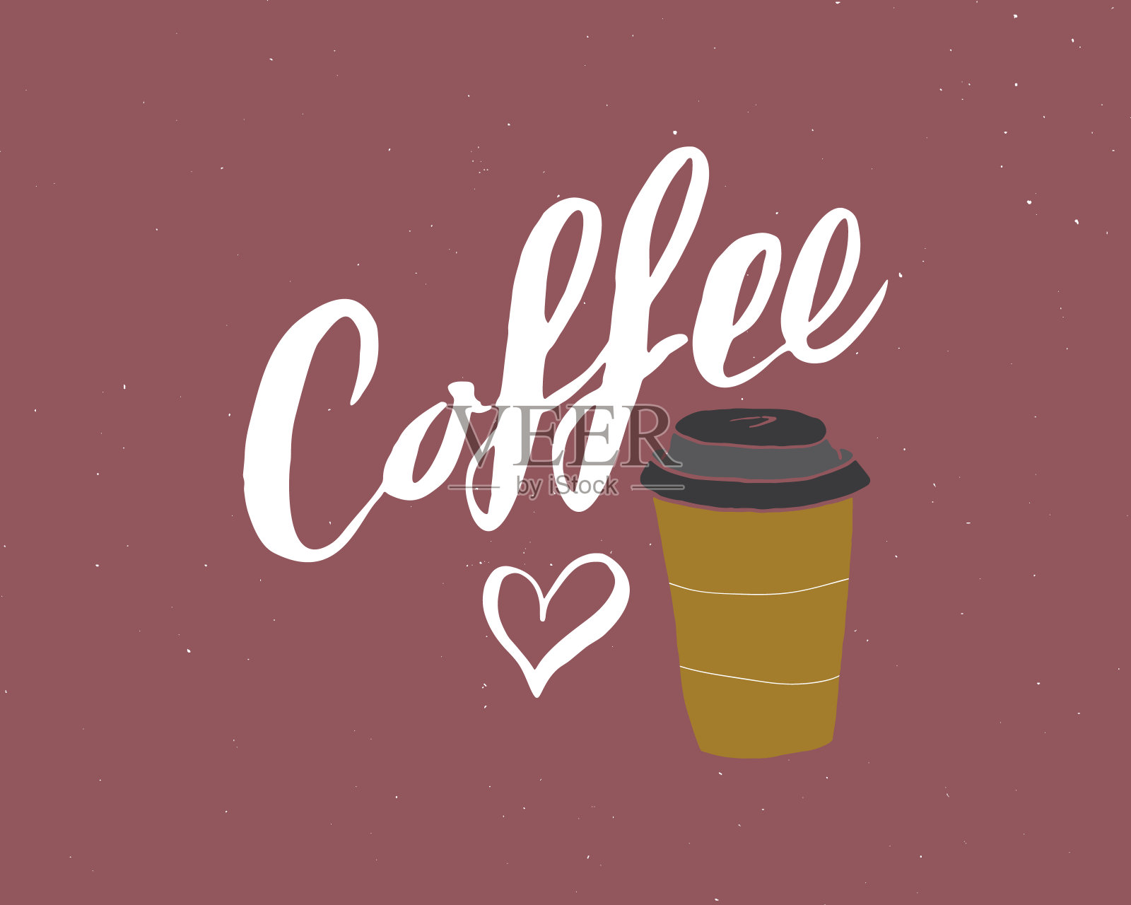 爱咖啡字母手写标志，手绘垃圾书法文本。矢量图插画图片素材