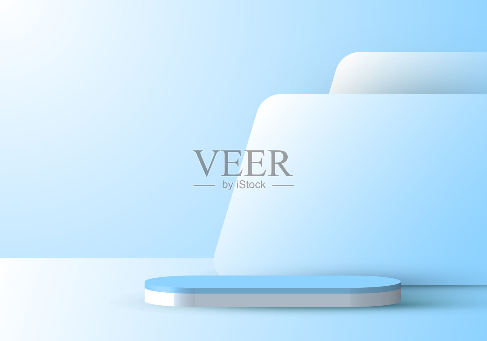 3D逼真的蓝色讲台与背景最小的场景显示背景插画图片素材