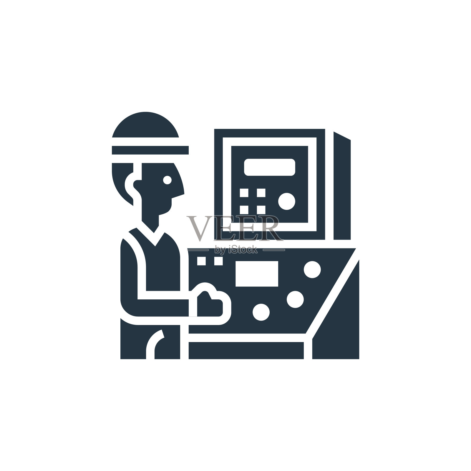 工程图标。字形工程图标用于网站设计和移动，应用程序开发，打印。工程图标从填充行业收集孤立的白色背景。插画图片素材