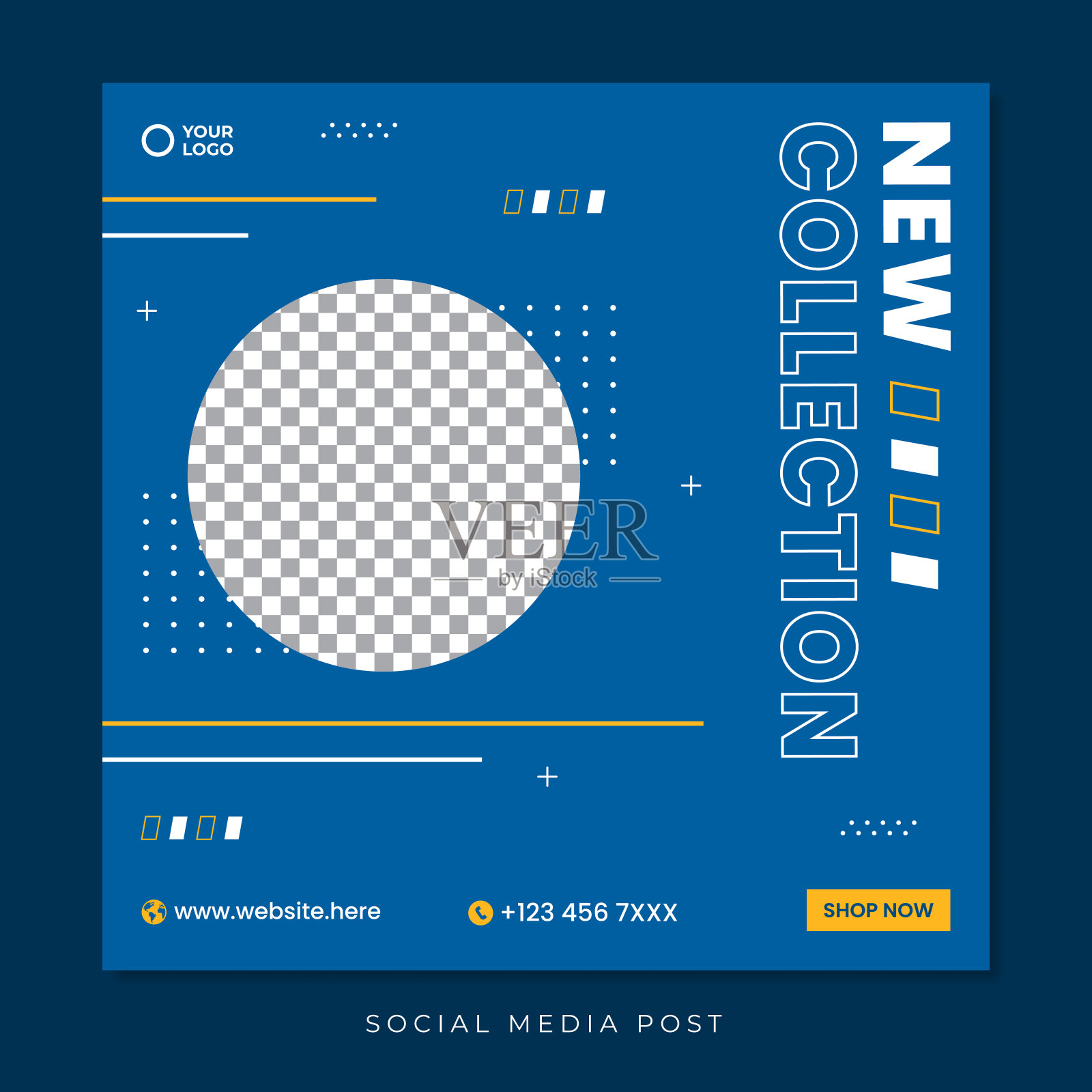 新的集合销售方形横幅社交媒体发布模板设计模板素材