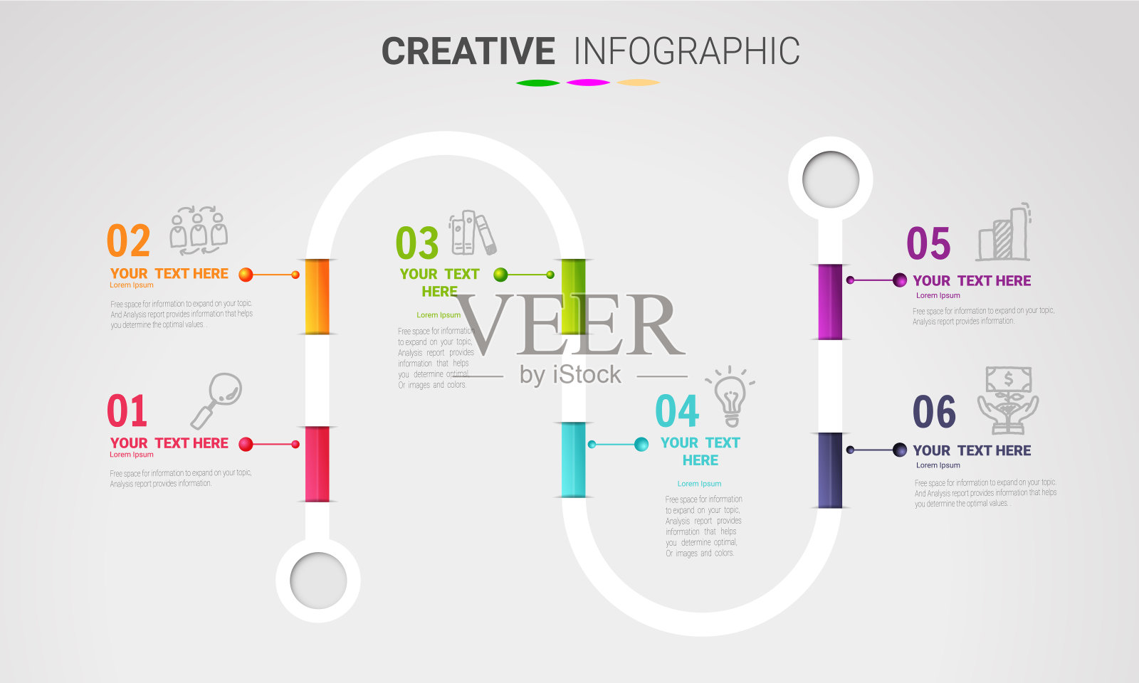 信息图表设计元素为您的业务有6个选择。插画图片素材