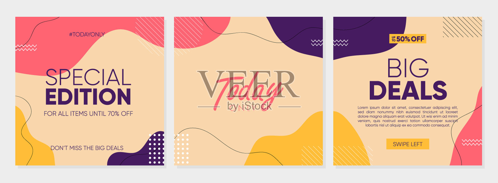 社交媒体推广销售帖子模板插画图片素材