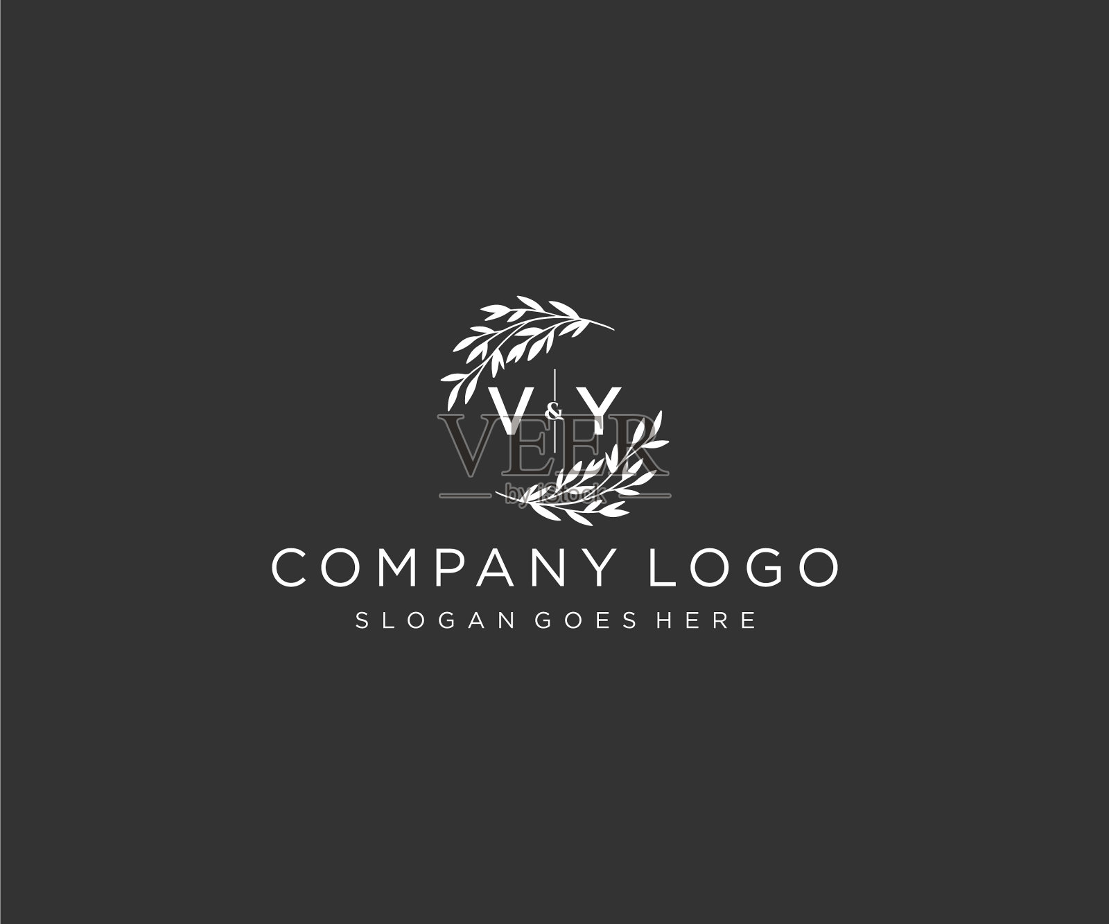 最初的vy字母，花框架，字母组合婚礼插画图片素材