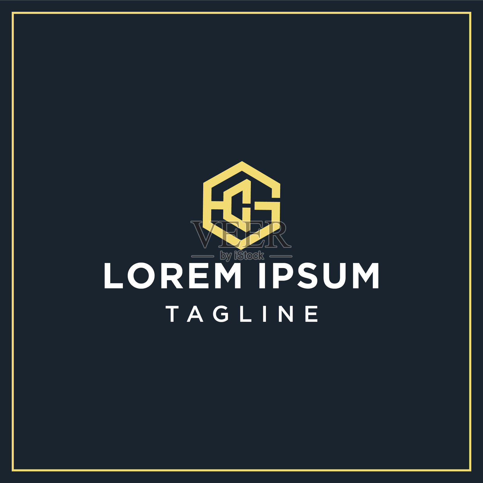 Gc或CG六边形标志插画图片素材