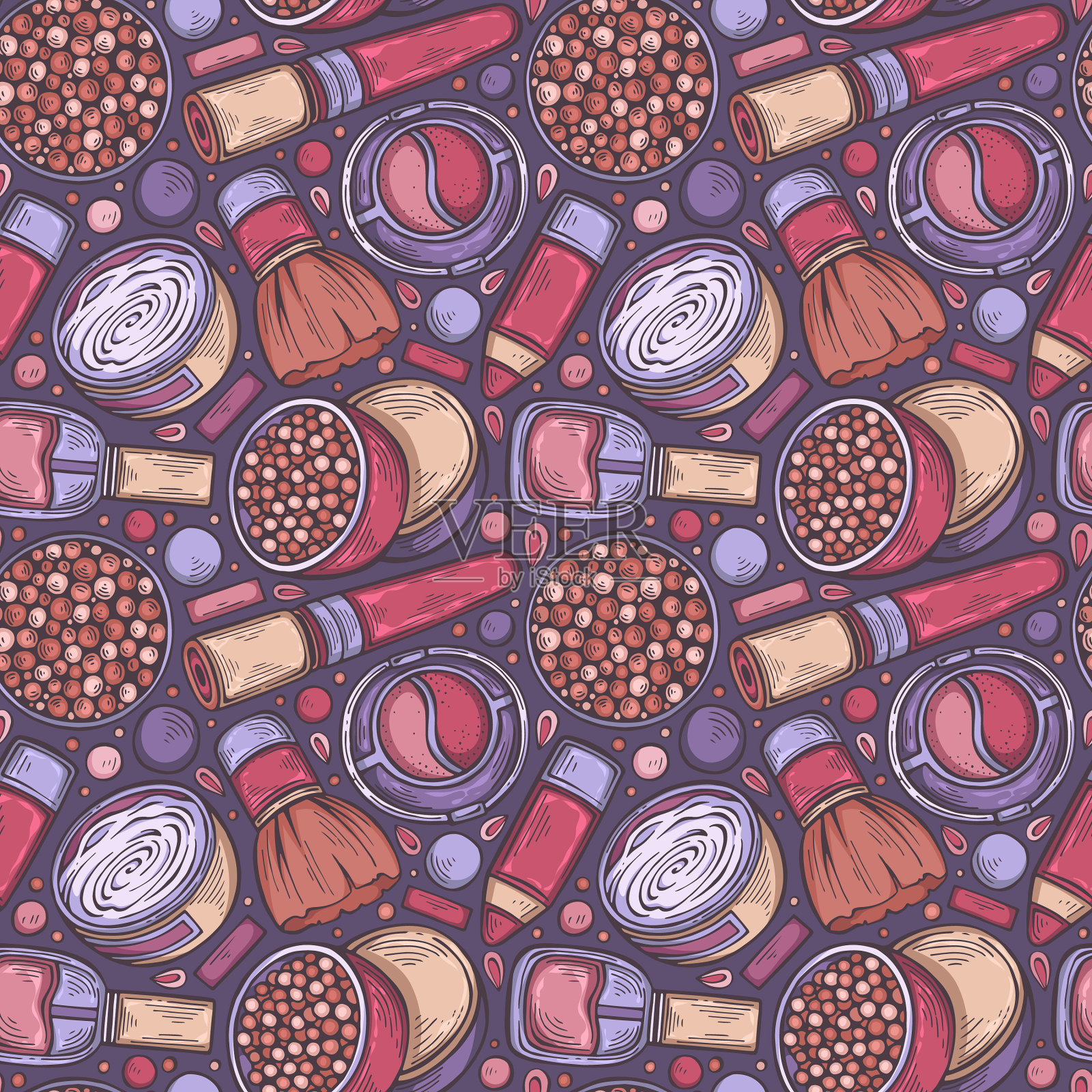 彩色彩妆图案配彩妆产品插画图片素材