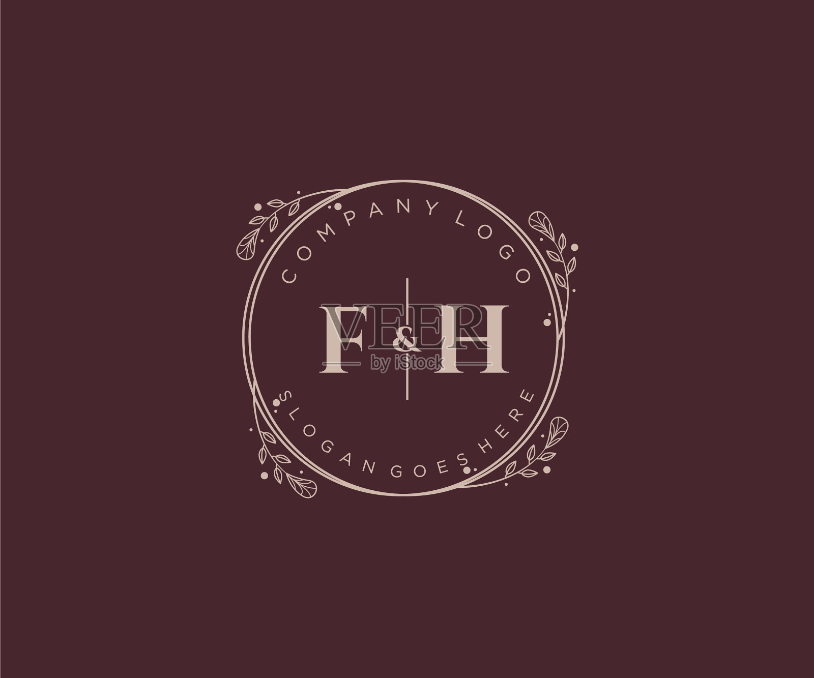 首字母fh装饰豪华婚礼标志插画图片素材