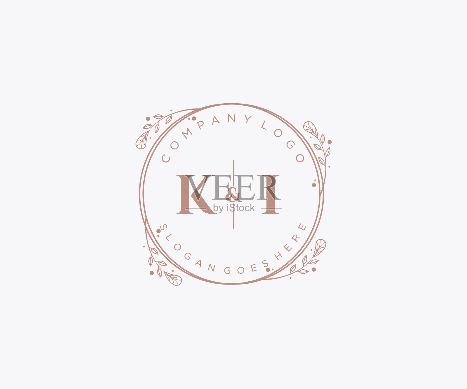 首字母ki装饰豪华婚礼标志插画图片素材