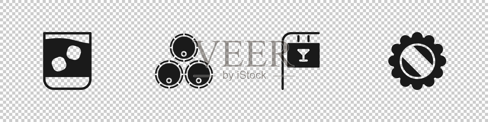 玻璃威士忌木桶街图标素材