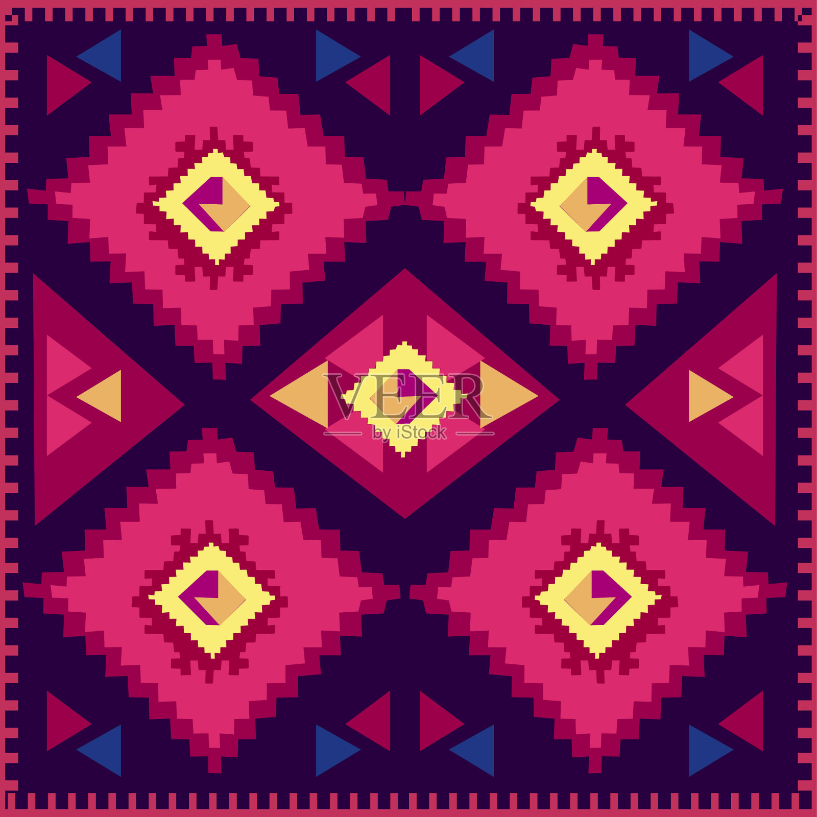 鲜艳的带有民族图案的地毯插画图片素材