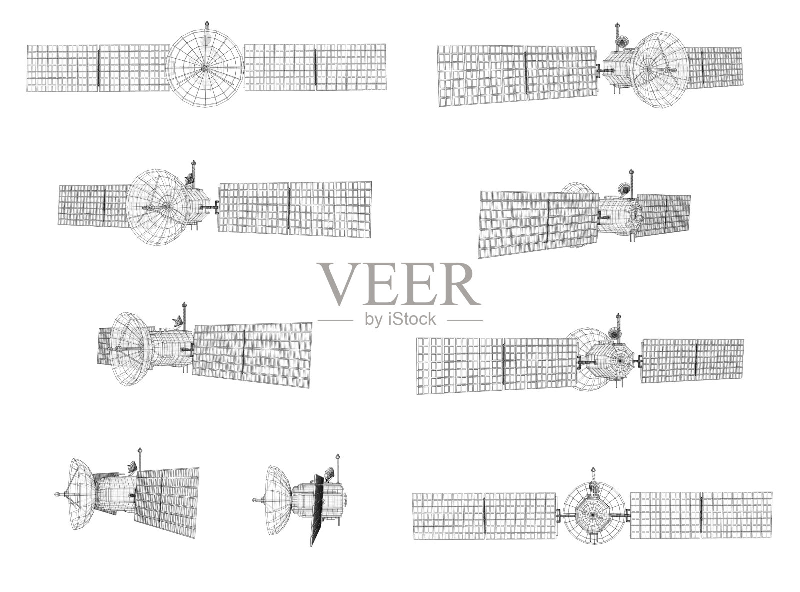 设置通信卫星近地轨道插画图片素材