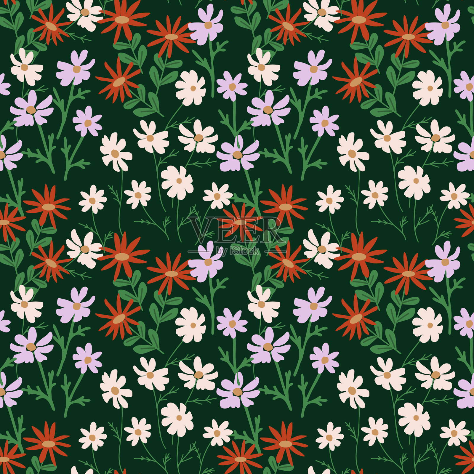 无缝的花卉图案插画图片素材