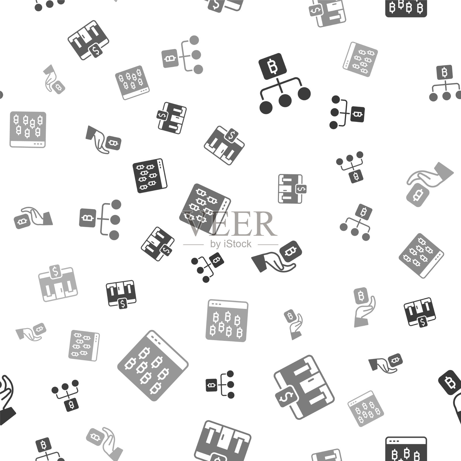 设置区块链技术比特币银行大楼图标素材