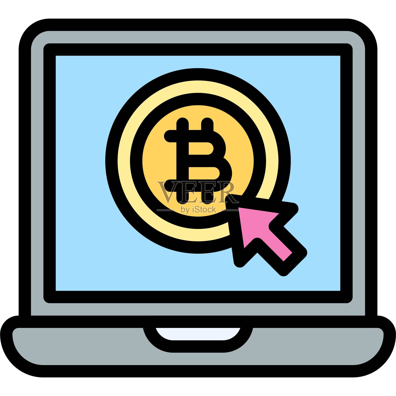 比特币图标，加密货币相关向量插画图片素材